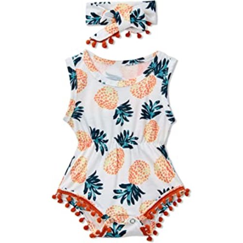 Ahegao 0-24 Months Baby Floral Romper Toddlers Outfits Infant Playsuits + Headband Jumpsuit