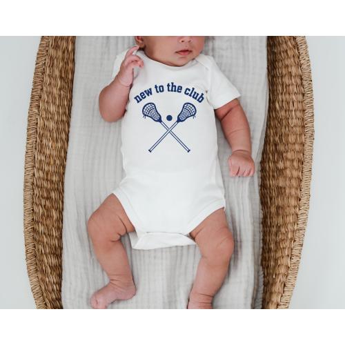 Lacrosse Baby Onesie® - 'New to the Club' Natural Bodysuit - Sporty Baby Shower Gift