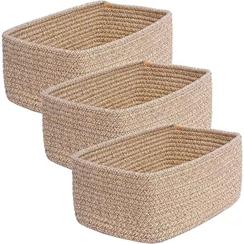 Small Woven Storage Basket,Medium Storage Basket,Mini Cotton Rope Basket,For Shelves,Nursery,Office,Bathroom,And More–Perfect For Organizing&Décor
