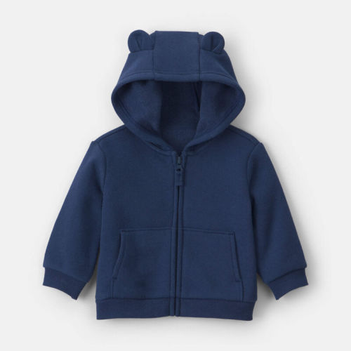 12M Baby Boy Bear Fleece Zip-Up Hoodie - Navy Blue | Carter’s Oshkosh Canada