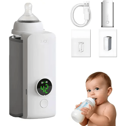 Portable Bottle Warmer for Travel, Rapid Warming with Battery-Powered Temperature Display, Waterless Milk Warming for Comfortable Baby Feeding On The Go