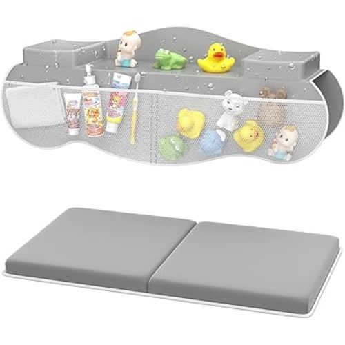 Bath Kneeler Elbow Rest Set: Baby Bathtub Support - Non-Slip Memory Foam Pad & Silicone Arm Cushion - Easy Clean for Parents at Bath Time