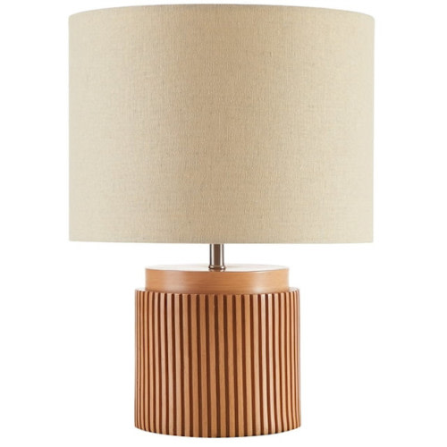 Beautiful Brown Faux Ribbed Wood Table Lamp by Drew Barrymore