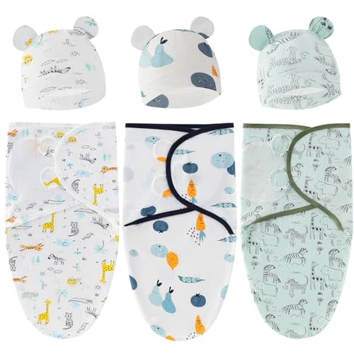 ATONGQI 3-Pack Organic Baby Swaddle Sleep Sack - Newborn Blanket Wrap (Naturally)