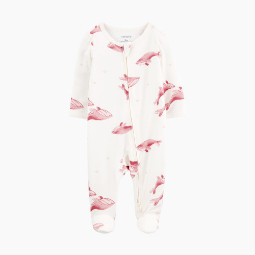 Carter's 2-Way Zip Lenzing Ecovera Sleep & Play Pajamas - Ivory/Pink, 3 M