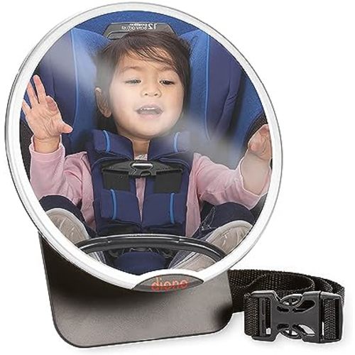 Diono Easy View Baby Car Mirror, Safety Car Seat Mirror for Rear Facing Infant, Fully Adjustable with 360 Rotation, Wide Crystal Clear View, Shatterproof, Crash Tested