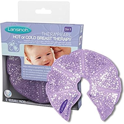 Lansinoh TheraPearl 3-in-1 Hot or Cold Breast Therapy Pack with Cover, 2 Count