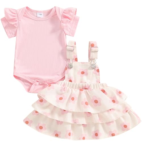 Mubineo Baby Girl Summer Clothes Cute Outfits Short Sleeve Romper Overall Skirt Dress Headband 3PCS Newborn Outfit