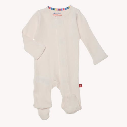 whipped cream ribbed cotton magnetic parent favorite footie – Magnetic Me