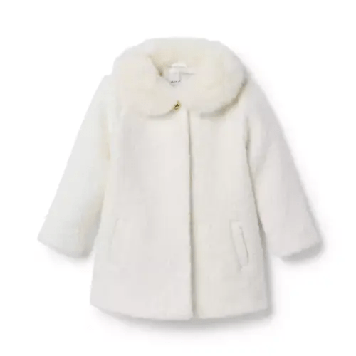 The Cozy Sherpa Coat, Jet Ivory - size 6-12M