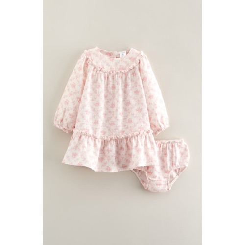Long Sleeve Cotton Gauze Dress & Bloomers