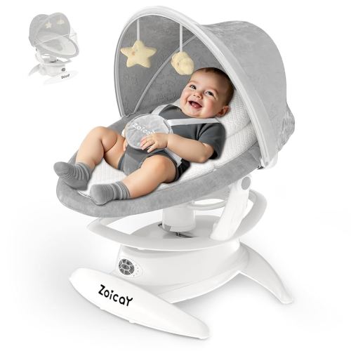 3-in-1 Baby Swing for Infants with Motion Detection, Electric Baby Swing with 3 Swing Modes, 12 Lullabies & 5-Speeds & Removable Swing Seat, BT Enabled & 360°Rotating Seat and Manual Remote, White