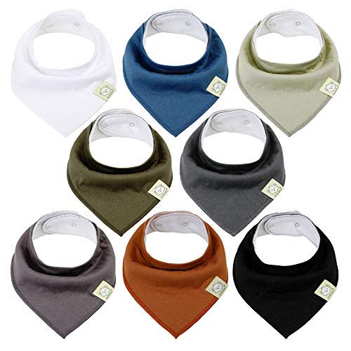 Organic Baby Bandana Drool Bibs - Bandana Bibs for Boys, Girls by KeaBabies- Super Absorbent Bandana Drool Bibs - Teething Bibs - Organic Cotton Baby Bibs for Infant, Toddler - 8 Pack (Basics)