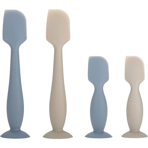 Baby Diaper Cream Spatula Applicator, 4 Pack Baby Butt Paste Spatula Diaper Cream Brush for Newborn Baby, 2 Large and 2 Mini Sizes (Dark blue, gray)