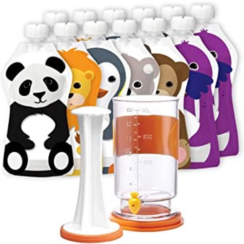 Squooshi Filling Station Baby Food Pouch Maker/Filler + 12 Large 5 oz Pouches for semi-Solid Foods