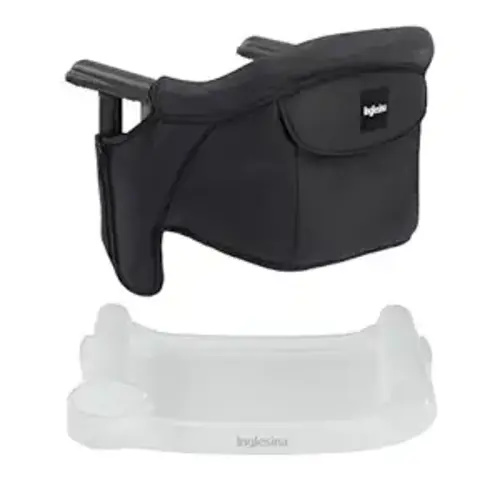 Inglesina Fast Table Chair - Black + Fast Dining Tray - Portable Baby High Chair - for Babies & Toddlers up to 37 lbs - Fits Tables 0.8'' to 3.5'' Thick - Compact & Easy to Use - Travel Bag Included