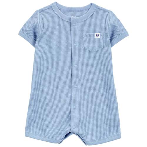 Baby Waffle Knit Short-Sleeve Romper - Blue - Carter's | Carter's