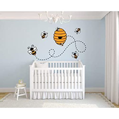 Bumblebee Bee Bees Colorful Honey Animal Decors Wall Sticker Art Design Decal for Girls Boys Kids Room Bedroom Nursery Kindergarten House Fun Home Decor Stickers Wall Art Vinyl Decoration (20x40 inch)