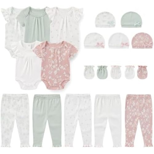 Newborn Layette Gift Set 20-Piece Cotton Baby Boy Girl Clothes Essentials and Accessories