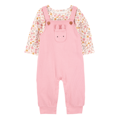 Baby 2-Piece Floral Bunny Long-Sleeve Tee & Coverall Set - Pink - Carter's | Carter's