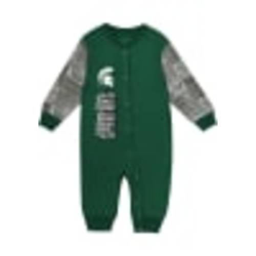 Baby GREEN Michigan State Spartans All Over Team Graphic Loungewear One Piece Pajamas - 133426063