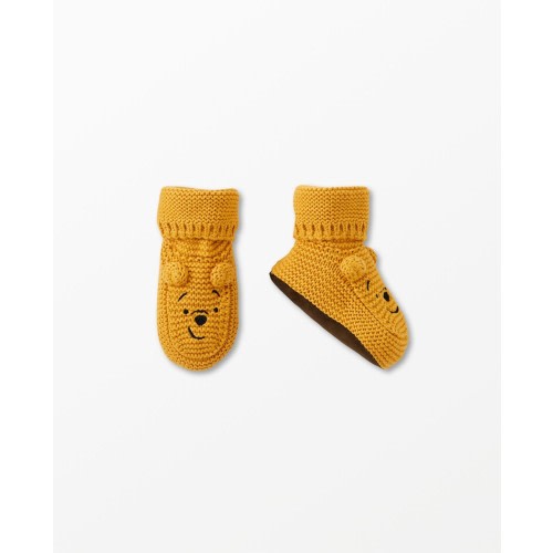 Disney Winnie the Pooh Baby Sweaterknit Booties In Organic Cotton