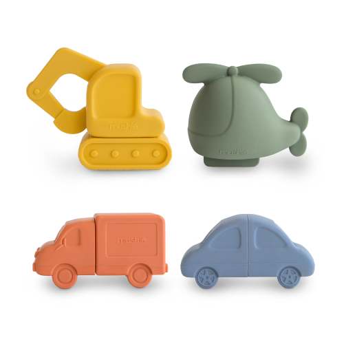Vehicles Mold-Free Bath Toy Set – Soft Silicone