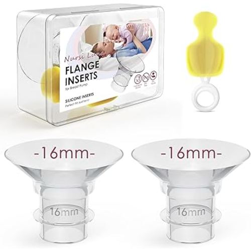 Flange Inserts 16mm for 24mm Flange/Shield of Most Pumps, Flange Sizing Kit Silicone Flange Insert, Reduce 24mm Nipple Tunnel Down to 13mm, Breastfeeding Essentials Kit for New Moms, 2PCS