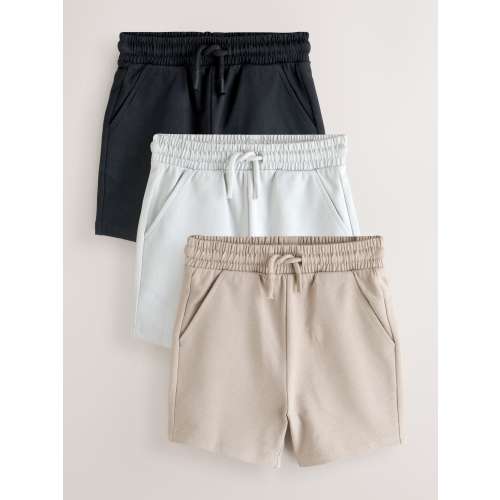 Black/Cement/ Grey Jersey Shorts 3 Pack (3-6 months)