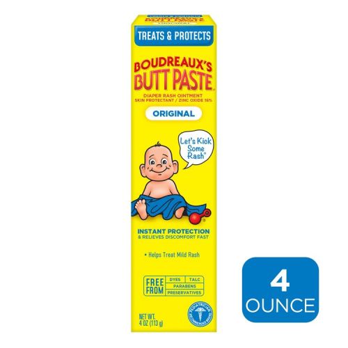 Boudreaux's Butt Paste Baby Diaper Rash Cream Original Strength - 4oz: Zinc Oxide Ointment, Aluminum-Free, Unscented