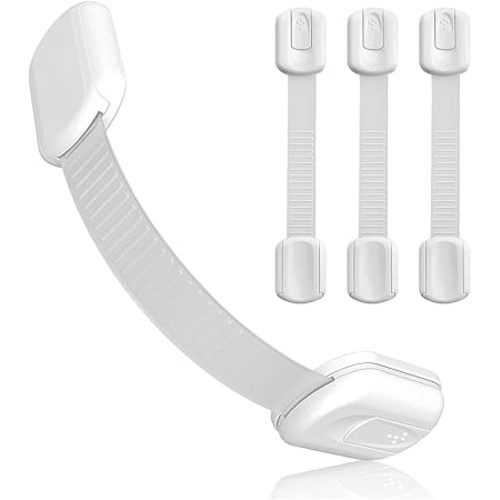 Matenf Child Proof Cabinet Locks (4 Packs), Baby Toddlers Locks for Drawers, Refrigerator Safety Latches for Kids Pets, Durable Safe ABS Material Strong Adhesive, No Drill Tool Needed Easy to Use