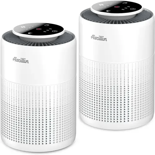 2 Pack Air Purifiers for Bedroom H13 True HEPA Air Filter Cleaner, Odor Eliminator, Remove Smoke Dust Pollen Pet Dander, Night Light For Home Living Room Dorm, Quiet 24dB Filtration System