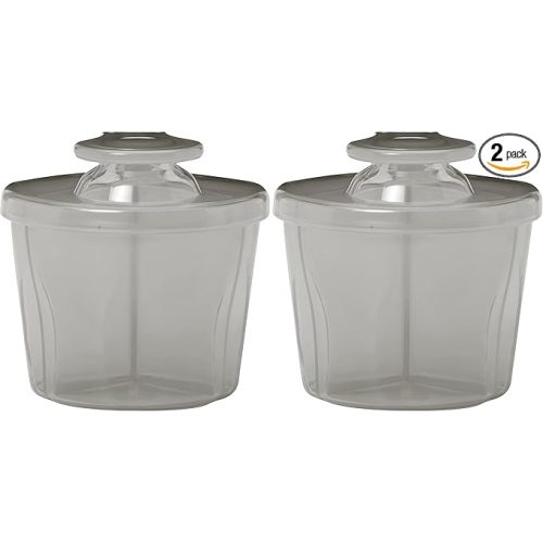 Dr. Brown's Baby Formula Dispenser with Snap-On Lid for On-The-Go Feedings,Milk Powder Dispenser for Traveling with Infant,Gray (Pack of 2)