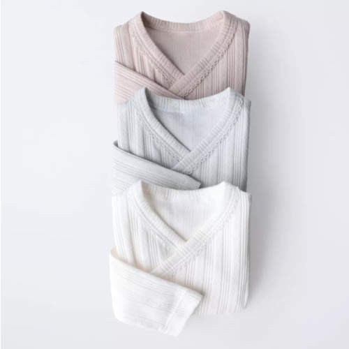 0-6 MONTHS/ THREE-PACK OF LONG SLEEVE KIMONO COLLAR BODYSUITS - Multicolored | ZARA United States