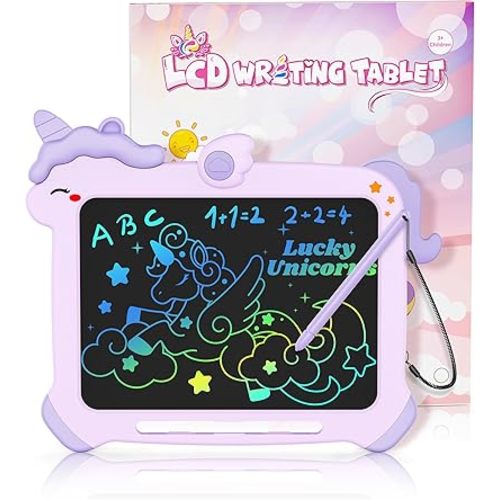 bravokids LCD Writing Tablet for Kids,Toys for 2 3 4 5 6 Year Old Girl Gifts,8.5 Inch Toddler Doodle Board Drawing Tablet, Unicorn Toys, Christmas Birthday Gifts (Purple)
