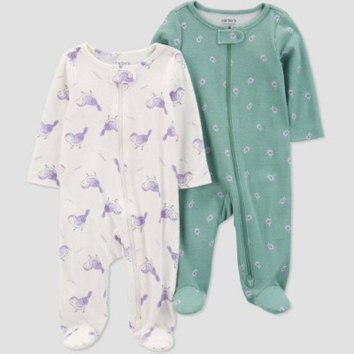 Carter's Just One You® Baby Girls' 2pk Printed Sleep N' Play, Color: Green/Purple, Size: 3M