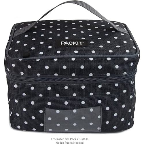 PackIt Freezable Bottle Cooler for Breastmilk and Formula, Polka Dots, Built with EcoFreeze Technology, Collapsible, Reusable, Zip Closure and Top Handle, Fits up to four, 5 oz Bottles