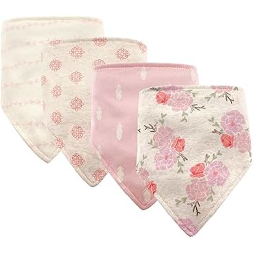 Hudson Baby Unisex Baby Cotton Bandana Bibs, Boho Flower, One Size