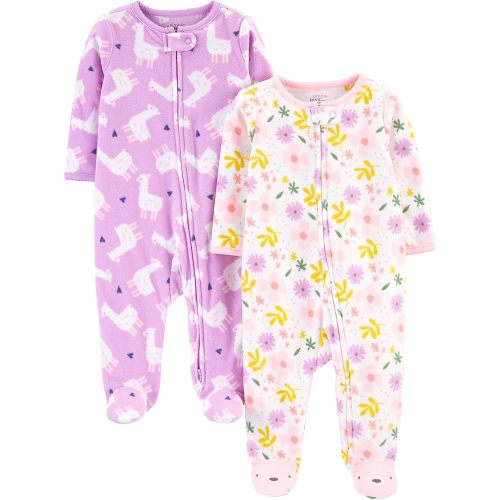 Simple Joys by Carter's Baby Girls' Fleece Footed Sleep and Play, Pack of 2