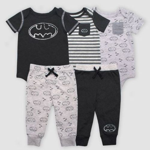 Baby Boys' Warner Bros. Dc Comics Batman 5pc Bodysuit And Leggings Set - Gray