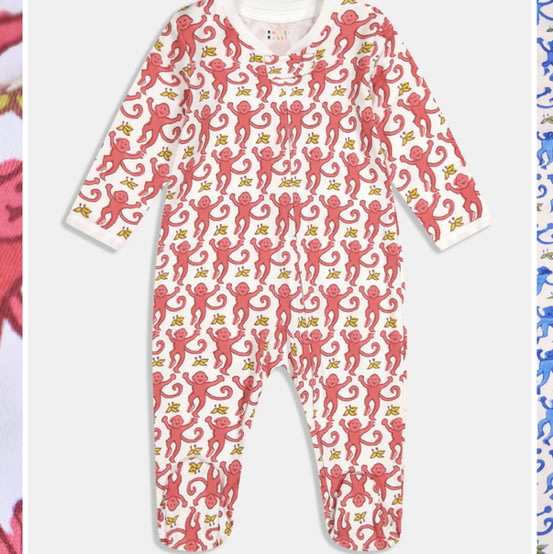 Infant Monkey Zipper Footie