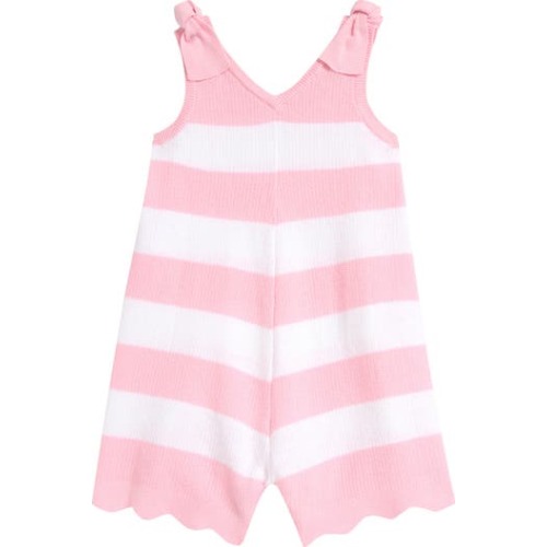 Stripe Shoulder Tie Cotton Sweater Romper, 9M