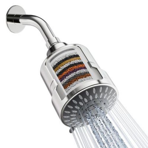 Mist Water Softening 15 Stage Filtered Shower Head with 5-Settings Chrome Silver
