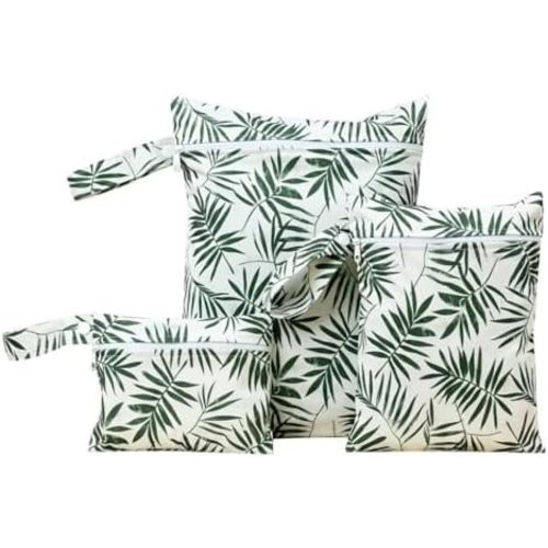 Waterproof Wet Bags, 3 Sizes Storage Bag for Baby Items and Travel, Reusable Diaper Bag with Zippered Pockets and Handle, Set of 3