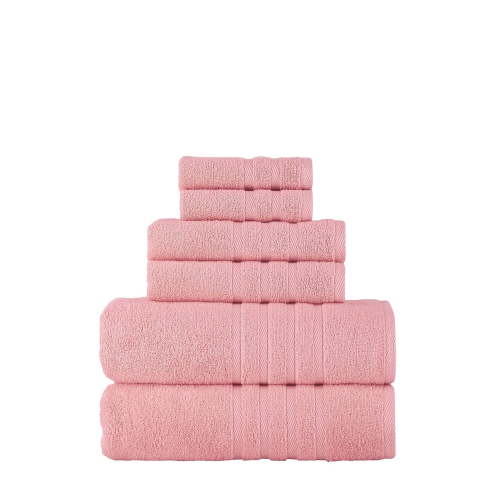 Rosyn Home Hotel Quality 100% Turkish Cotton 6 Piece Bath Towel Set Light Pink
