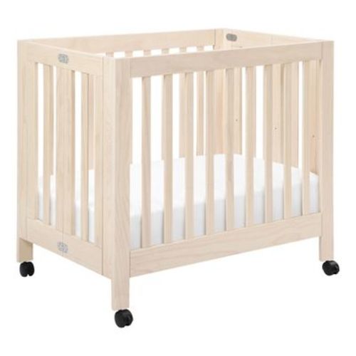 Babyletto Origami Mini Portable Folding Crib with Wheels - Washed Natural