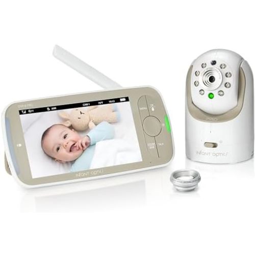 Infant Optics DXR-8 PRO - Patented Active Noise Reduction (ANR), 5” HD Video Baby Monitor with 1 Camera, No WiFi, Hack-Proof,Pan Tilt Zoom, Interchangeable Lens