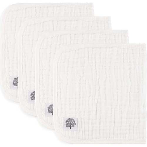 Muslin Cotton Burp Cloths Set, White (Pack Of 4) - Parker Baby Co. | Maisonette