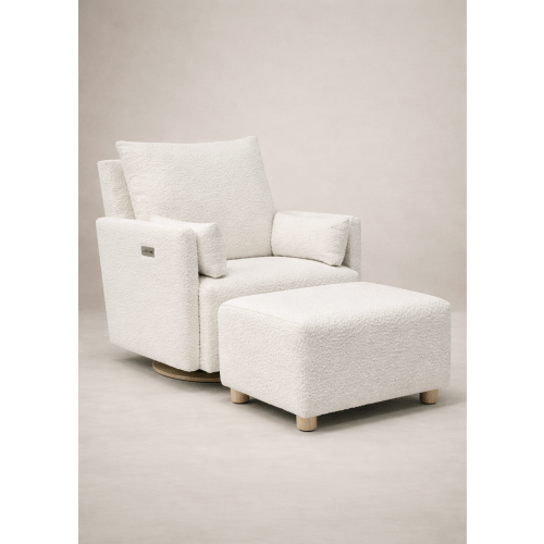 Oilo High Performance Bouclé Oyster | Ollie: A Chair and a Half | Swivel Nursery Recliner | Oilo™ Studio