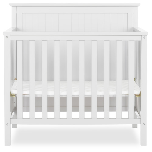 Dream On Me Ava 4-in-1 Convertible Mini Crib in White, Greenguard Gold Certified, Non-Toxic Finish, Comes with 1" Mattress Pad, with 3 Mattress Height Settings White 1 Count (Pack of 1)